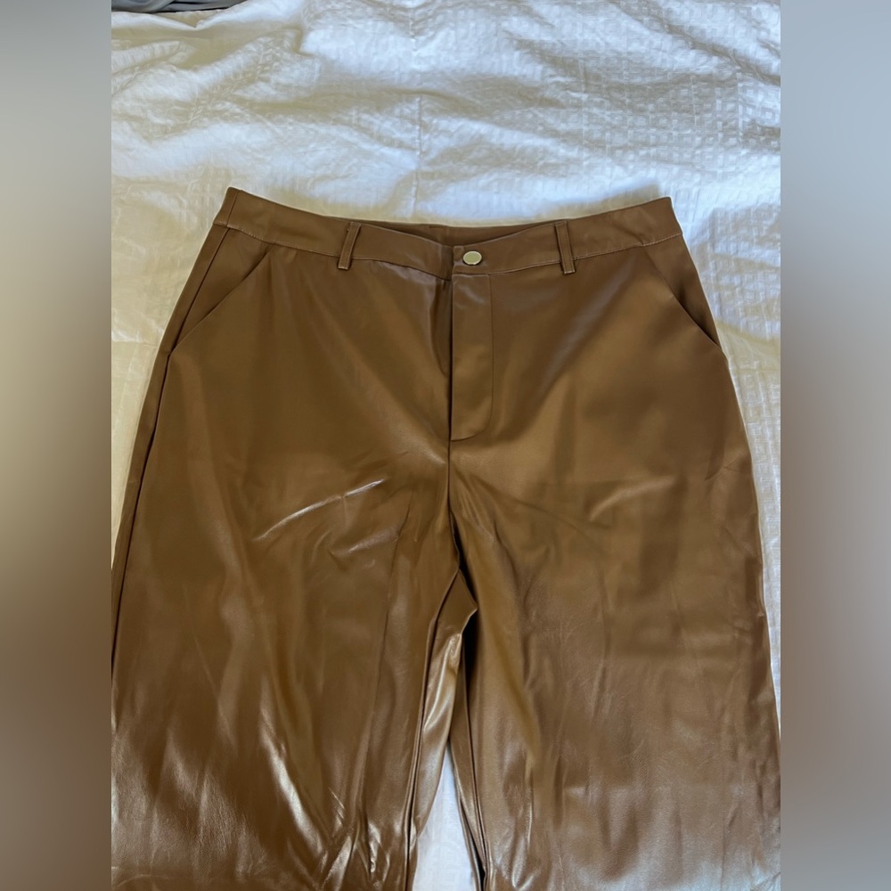 Unworn brown faux leather pants